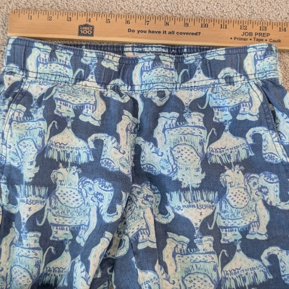Lilly Pulitzer XS Florita Linen Pant Deep Indigo Elephants Blue White Pull On - Picture 11 of 15